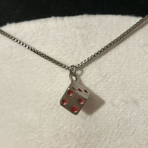 Sliver dice necklace